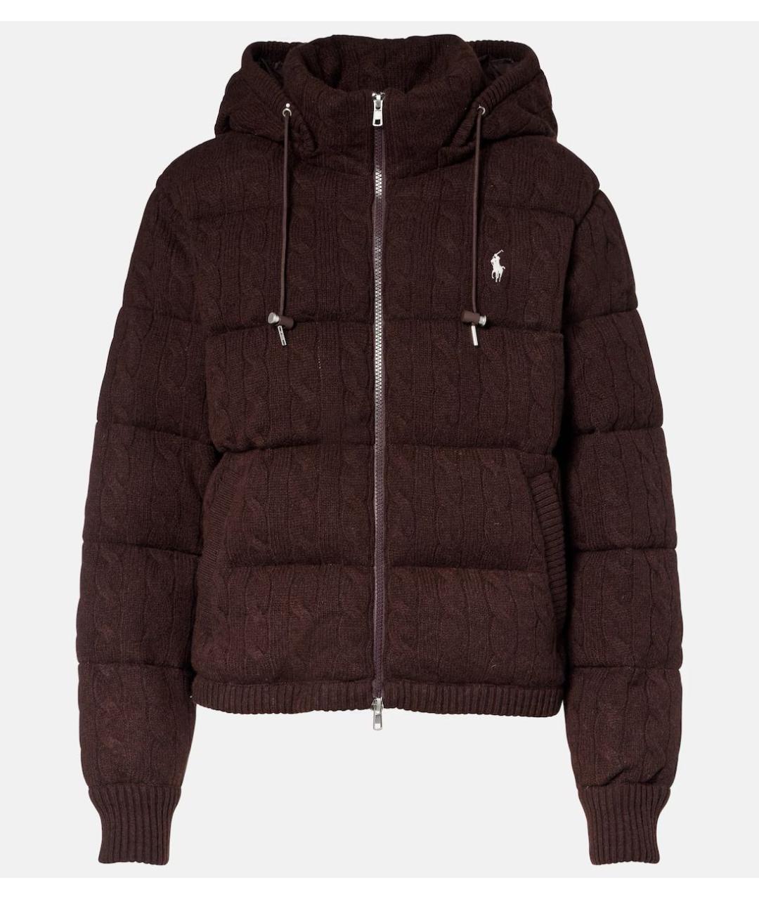 POLO RALPH LAUREN Коричневый шерстяной пуховик, фото 5