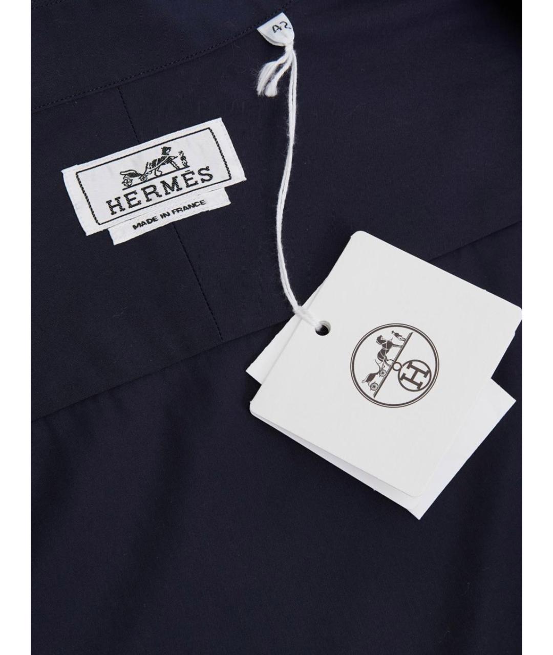HERMES Темно-синяя хлопковая классическая рубашка, фото 3
