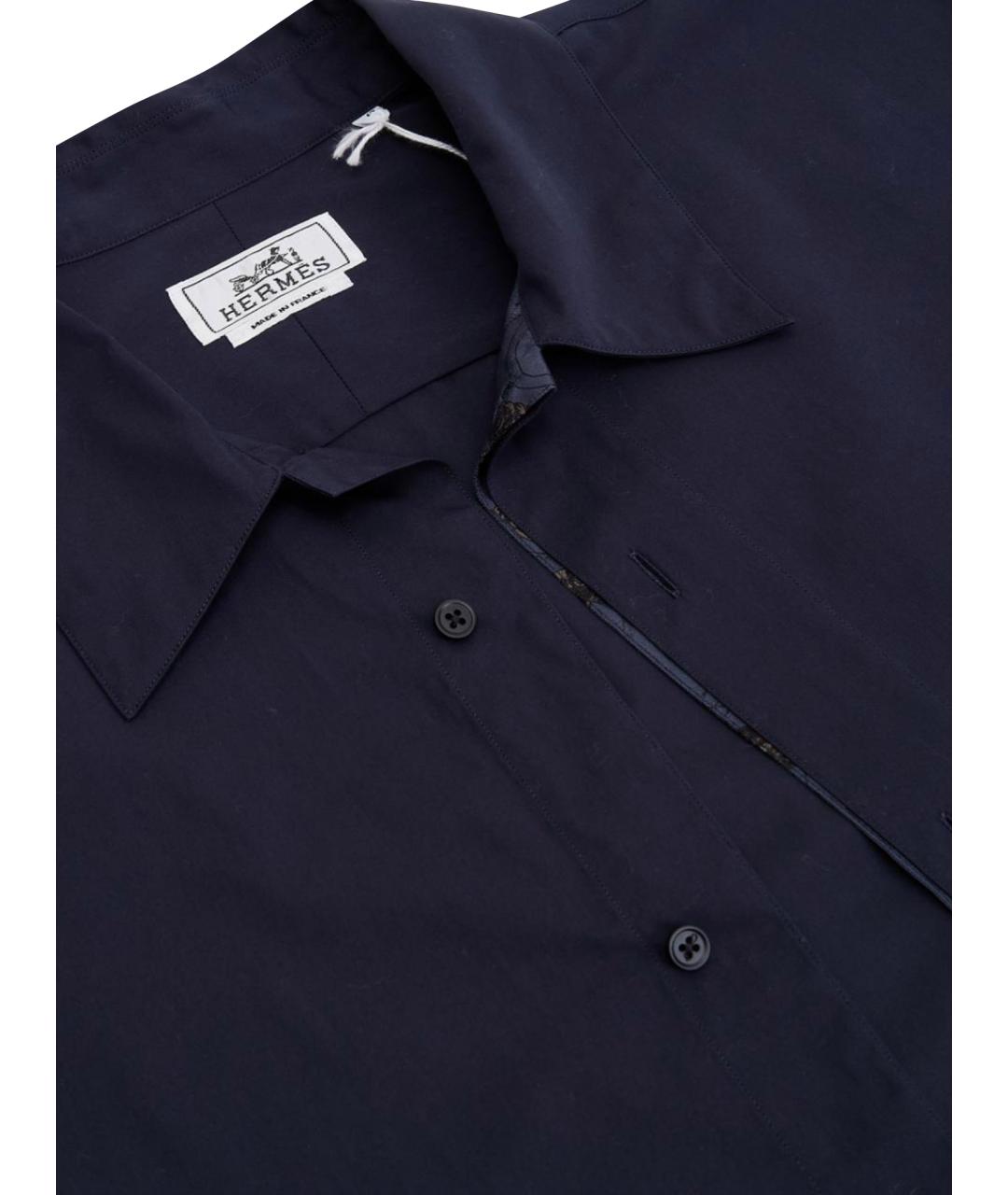HERMES Темно-синяя хлопковая классическая рубашка, фото 4