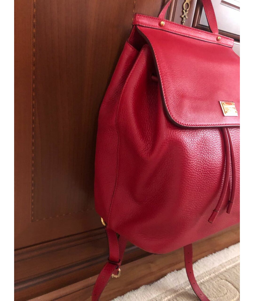 DOLCE&GABBANA Красный кожаный рюкзак, фото 3