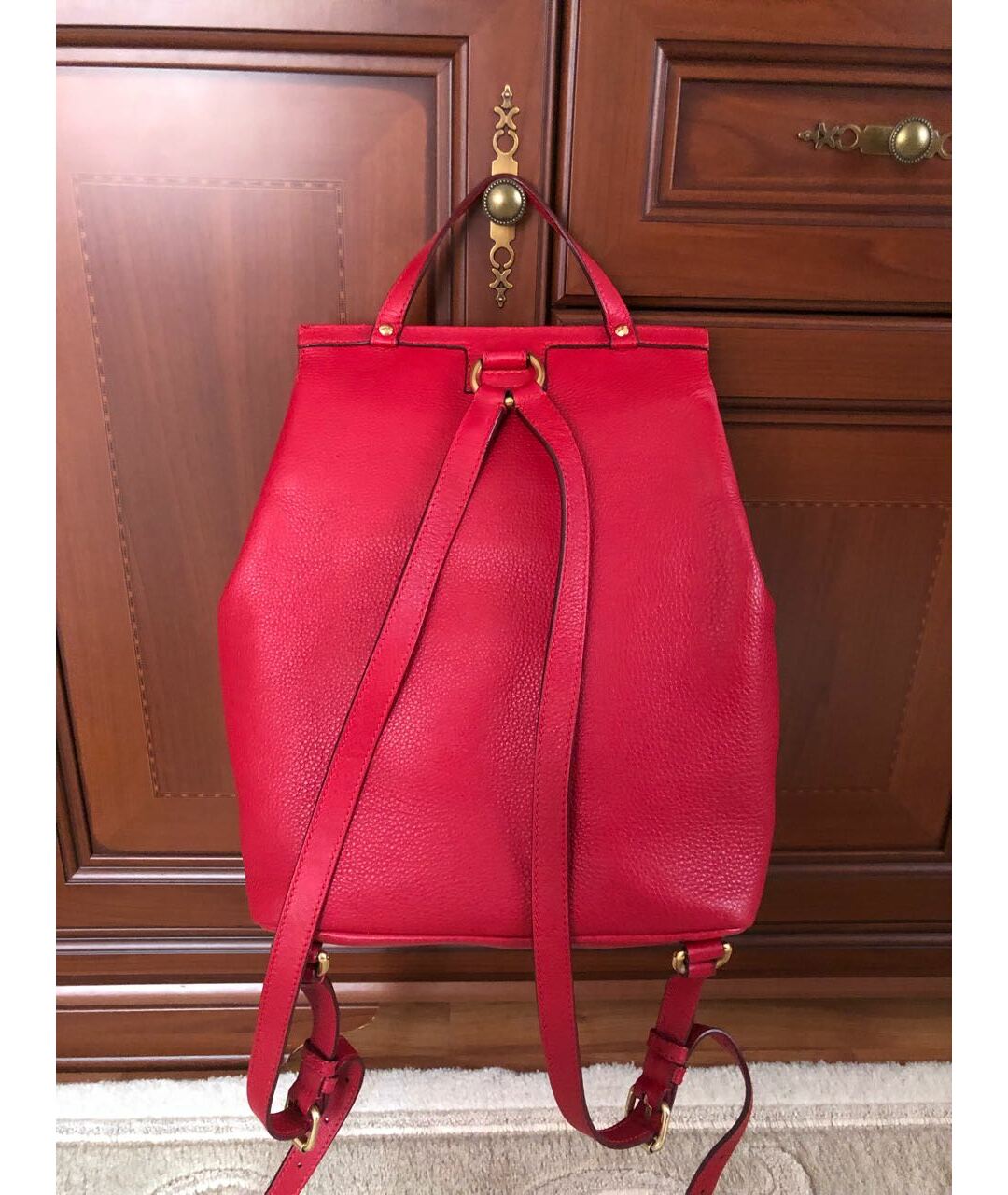DOLCE&GABBANA Красный кожаный рюкзак, фото 2