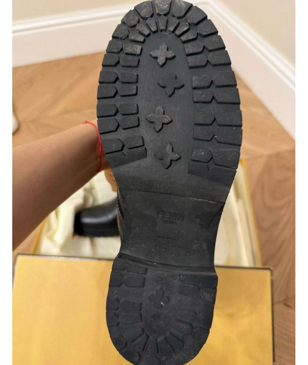 FENDI Черные кожаные ботинки, фото 2