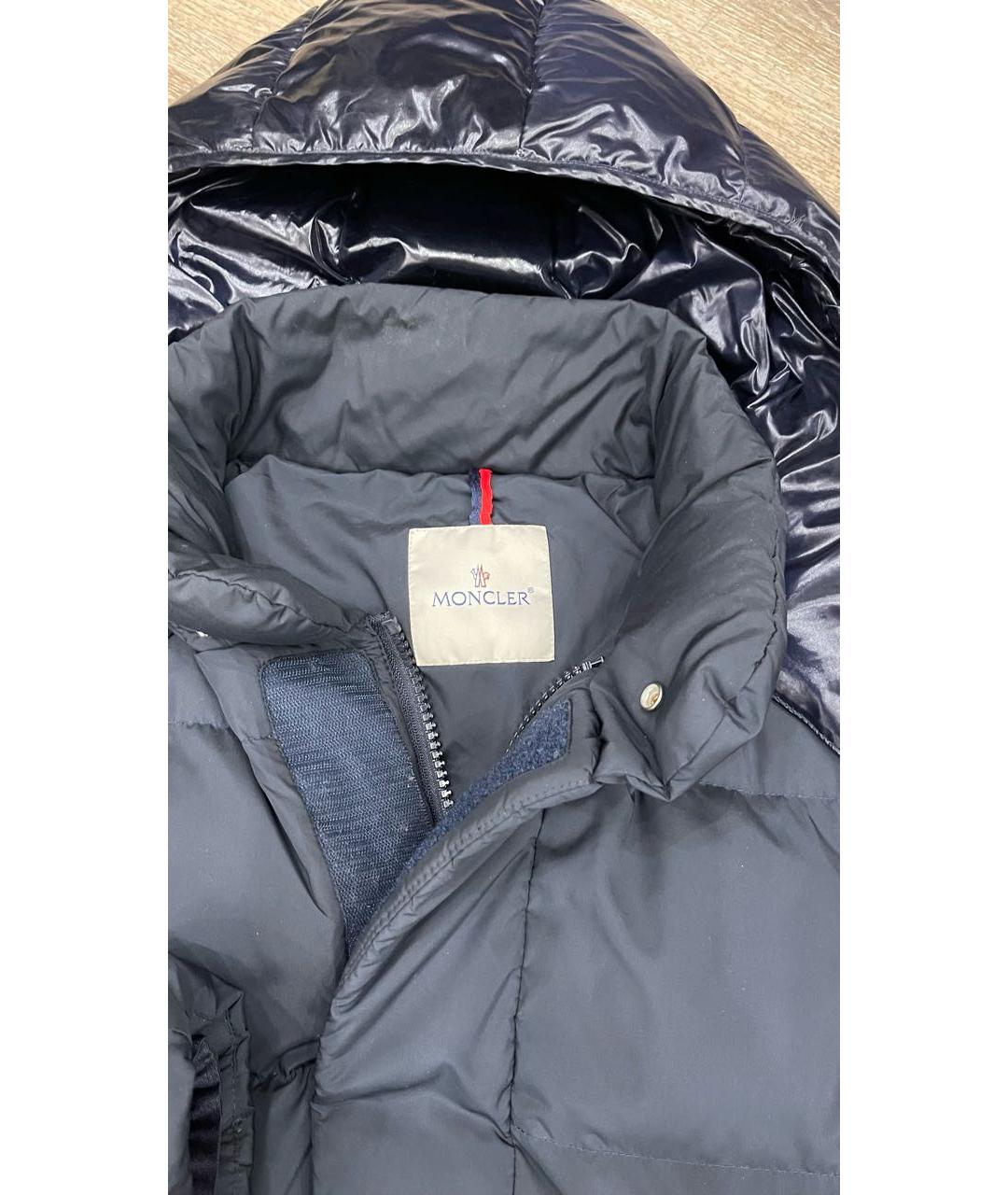 MONCLER Темно-синий синтетический пуховик, фото 3