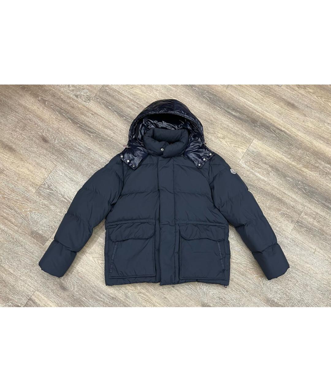 MONCLER Темно-синий синтетический пуховик, фото 9