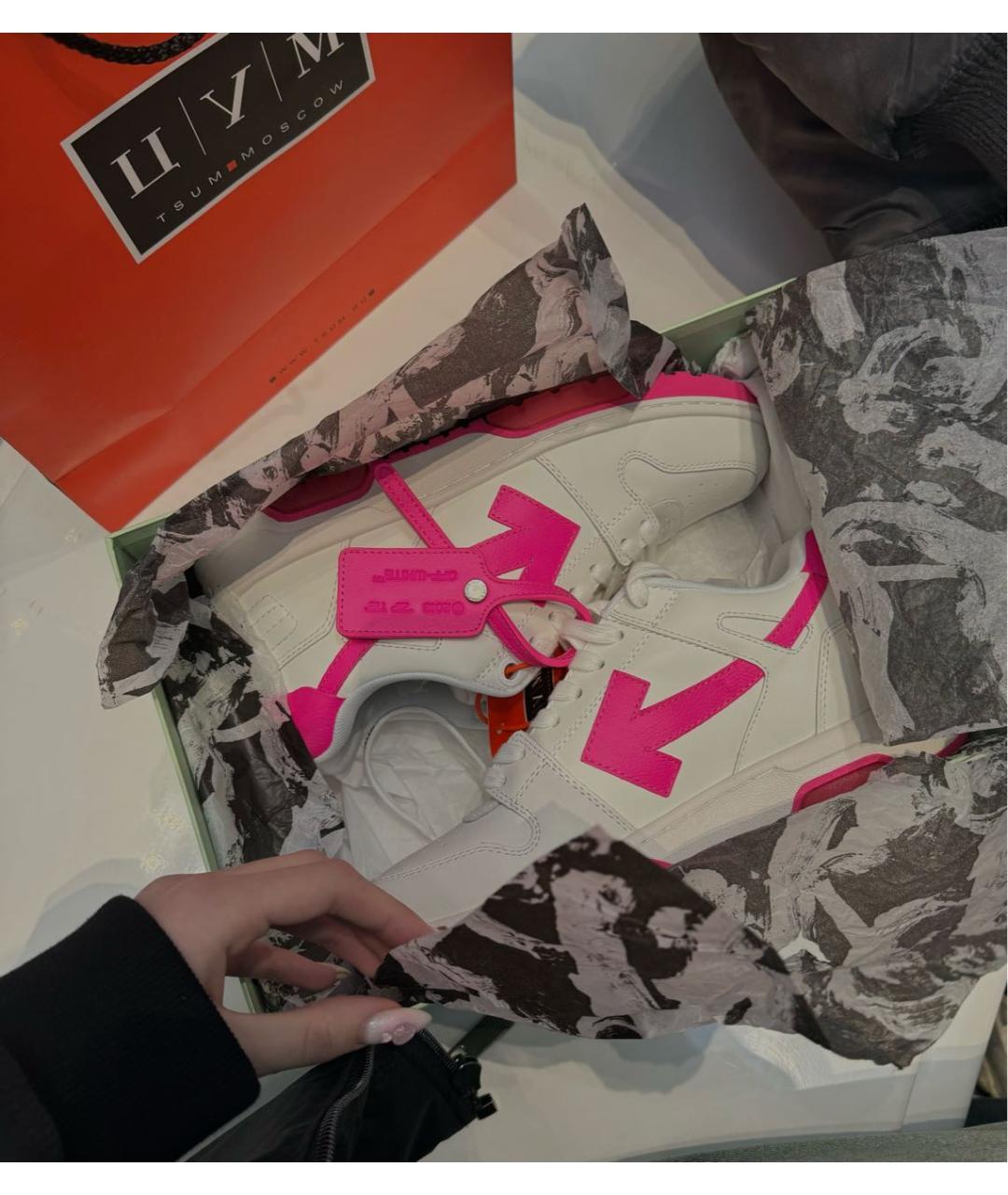 OFF-WHITE Розовые кожаные кроссовки, фото 2