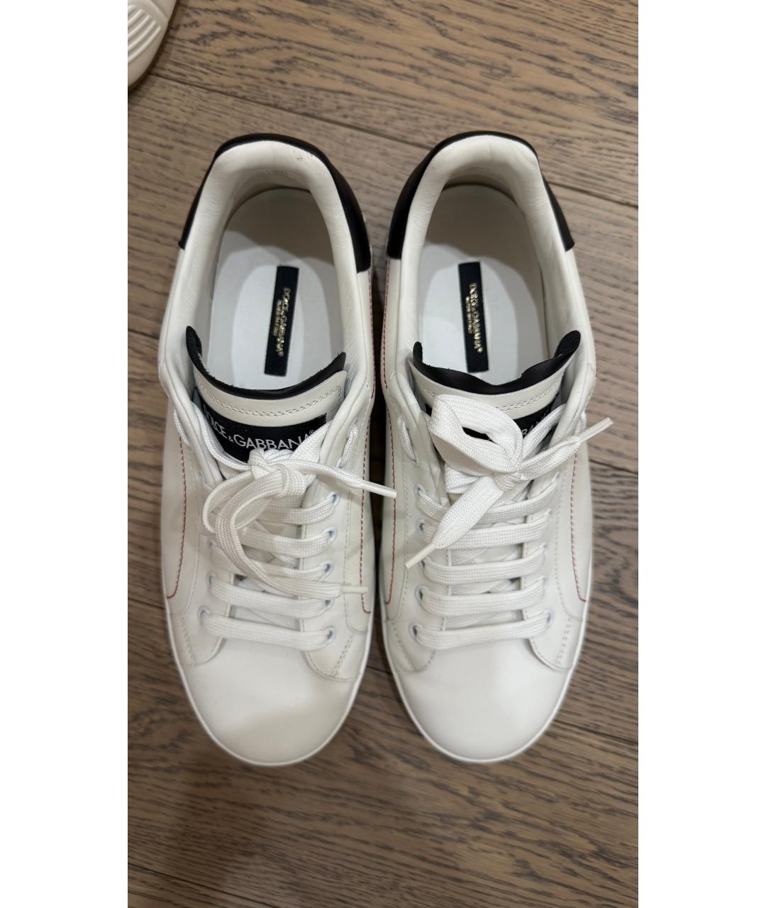 DOLCE&GABBANA Белые кожаные низкие кроссовки / кеды, фото 6