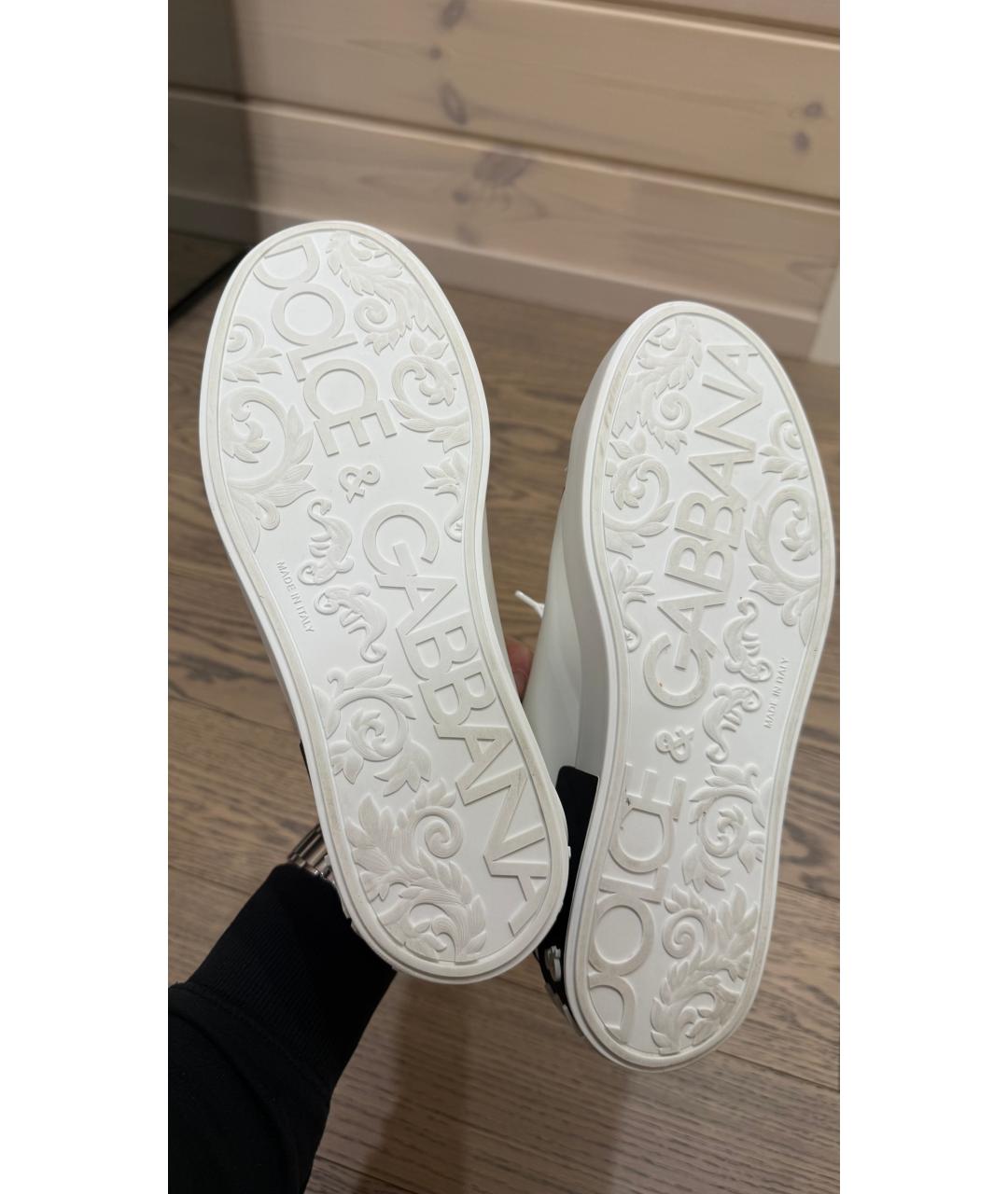 DOLCE&GABBANA Белые кожаные низкие кроссовки / кеды, фото 7