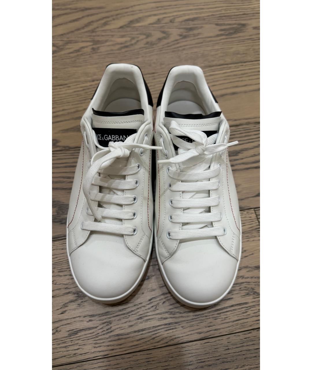 DOLCE&GABBANA Белые кожаные низкие кроссовки / кеды, фото 3
