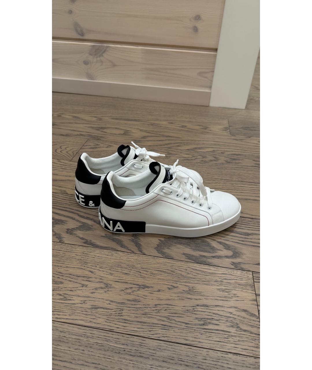 DOLCE&GABBANA Белые кожаные низкие кроссовки / кеды, фото 8