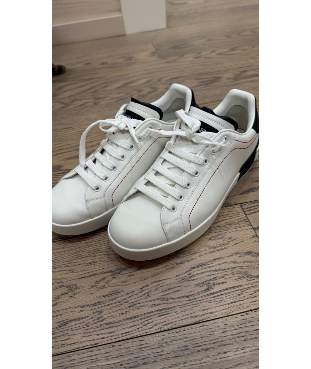 DOLCE&GABBANA Белые кожаные низкие кроссовки / кеды, фото 2