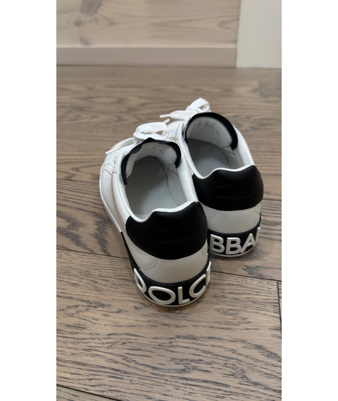 DOLCE&GABBANA Белые кожаные низкие кроссовки / кеды, фото 4