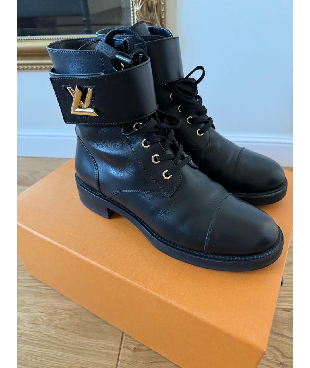 LOUIS VUITTON Черные кожаные ботинки, фото 3