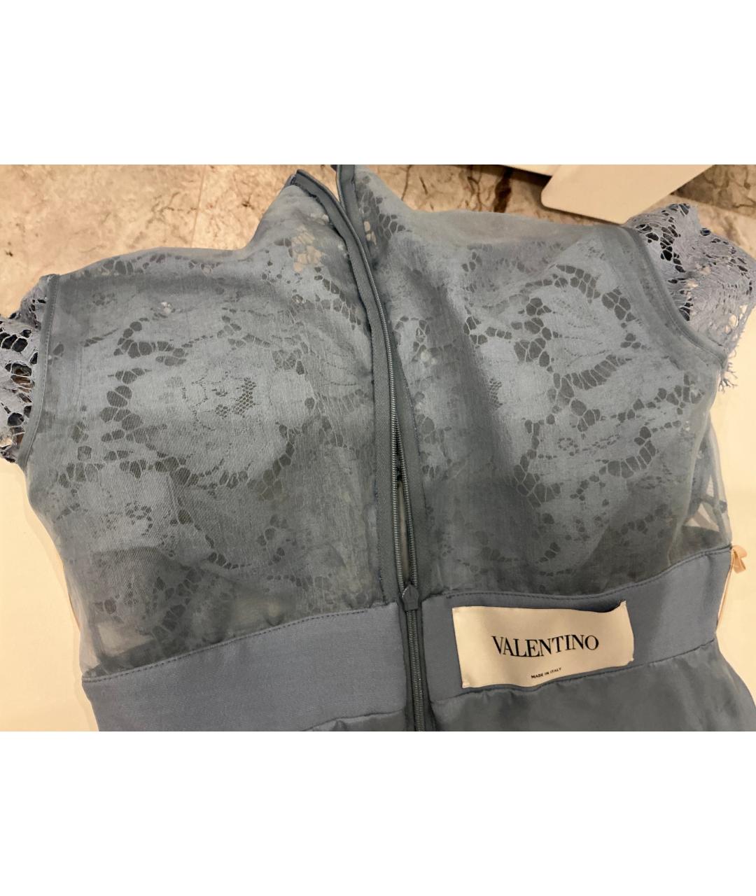 VALENTINO Синее хлопковое вечернее платье, фото 3