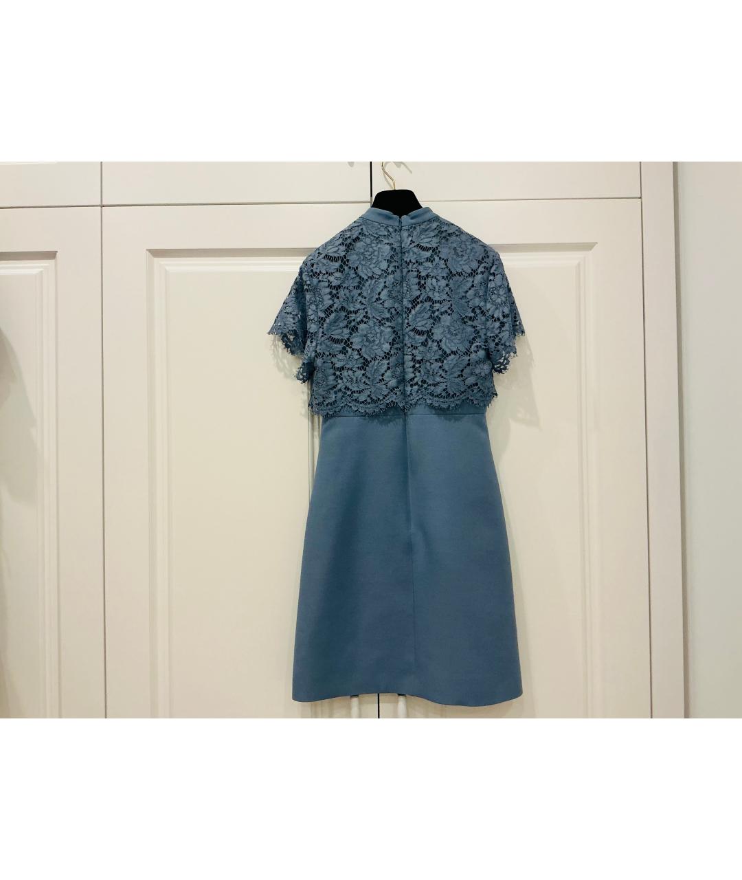 VALENTINO Синее хлопковое вечернее платье, фото 2