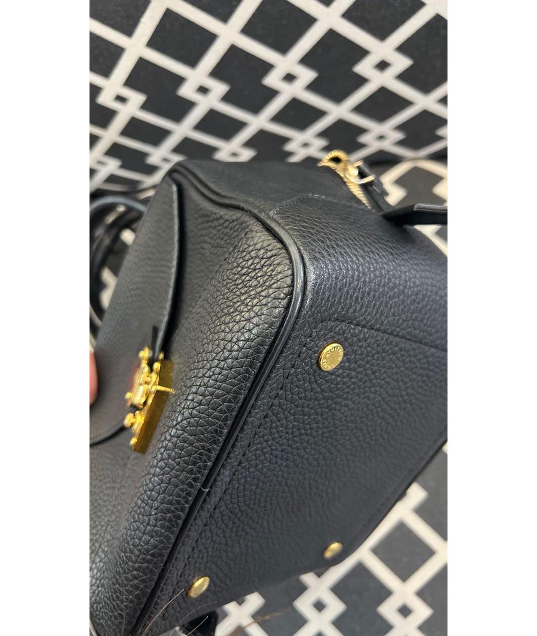 LOUIS VUITTON Черная кожаная сумка с короткими ручками, фото 5