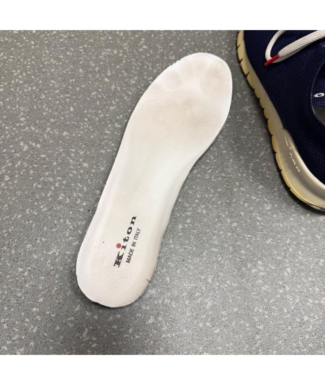 KITON Темно-синие текстильные низкие кроссовки / кеды, фото 7