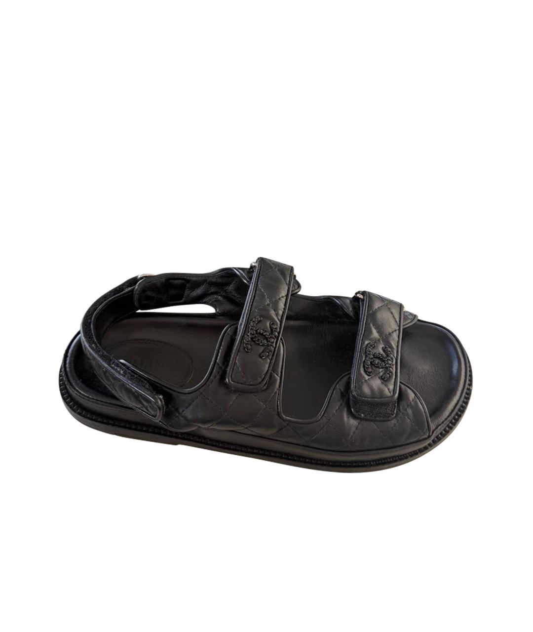 CHANEL Черные кожаные босоножки, фото 1