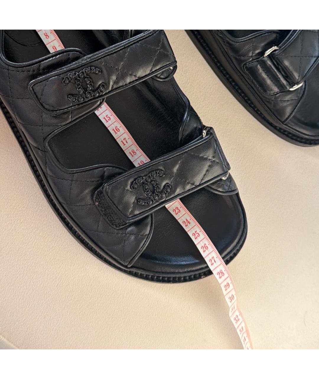 CHANEL Черные кожаные босоножки, фото 6