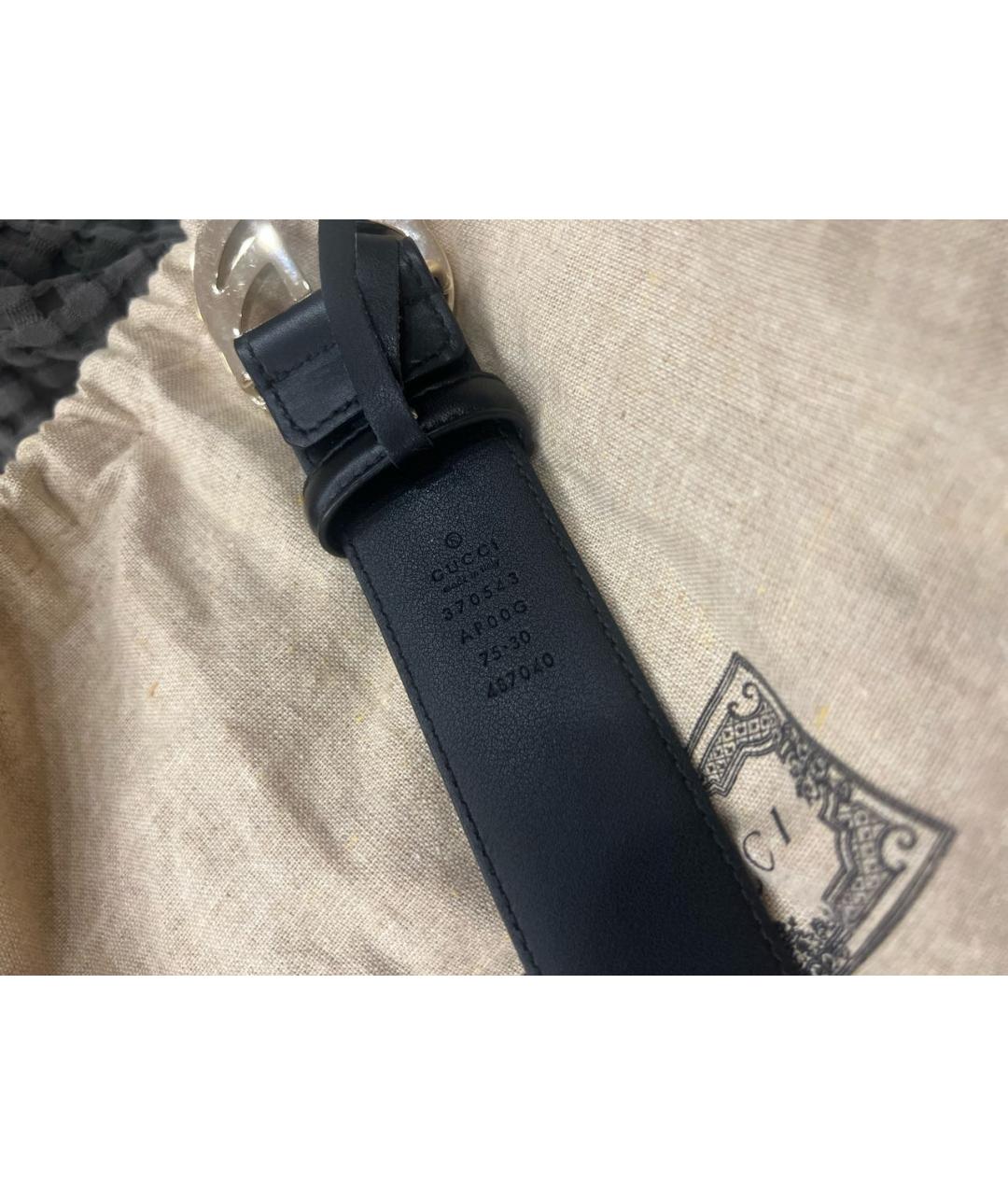 GUCCI Черный кожаный ремень, фото 3