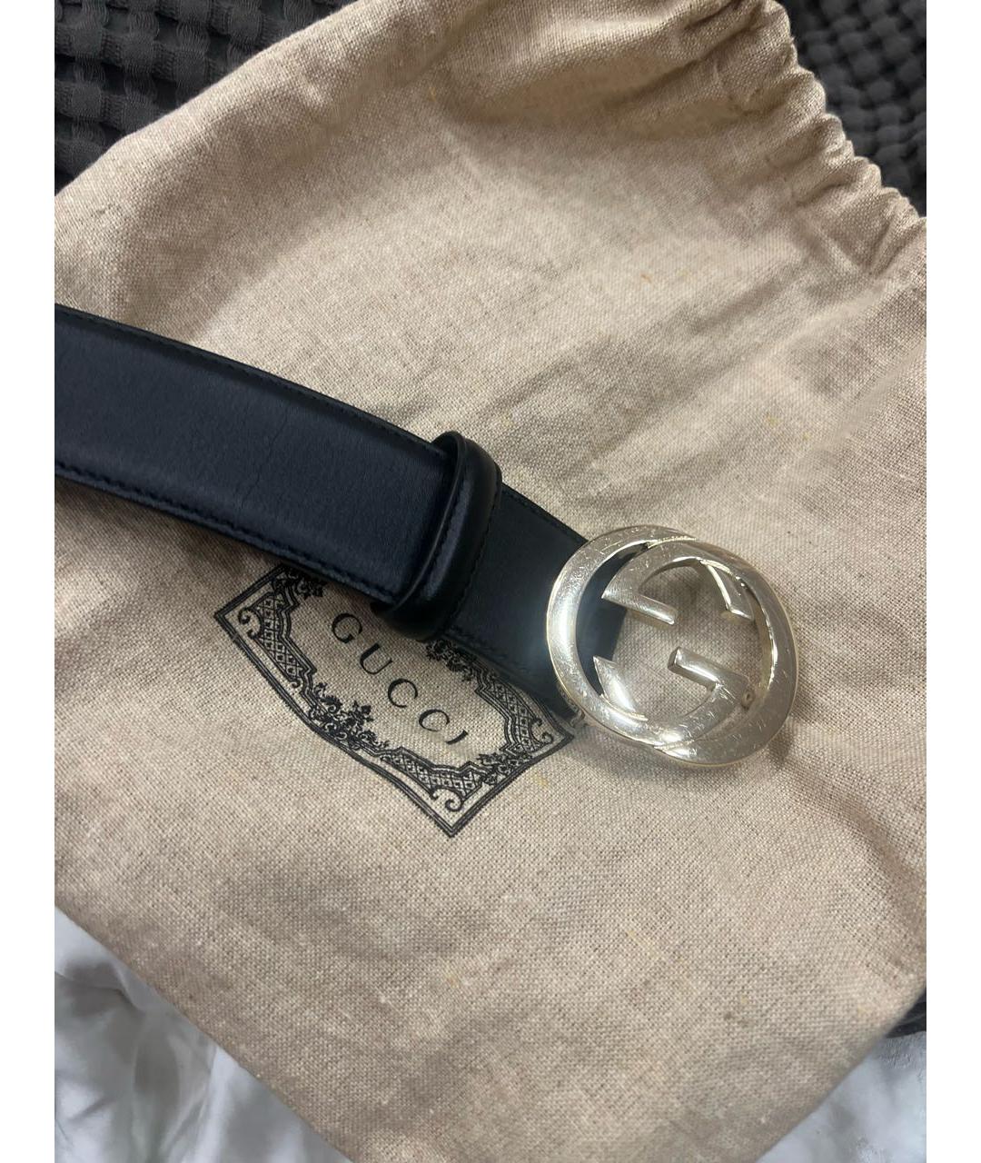 GUCCI Черный кожаный ремень, фото 2