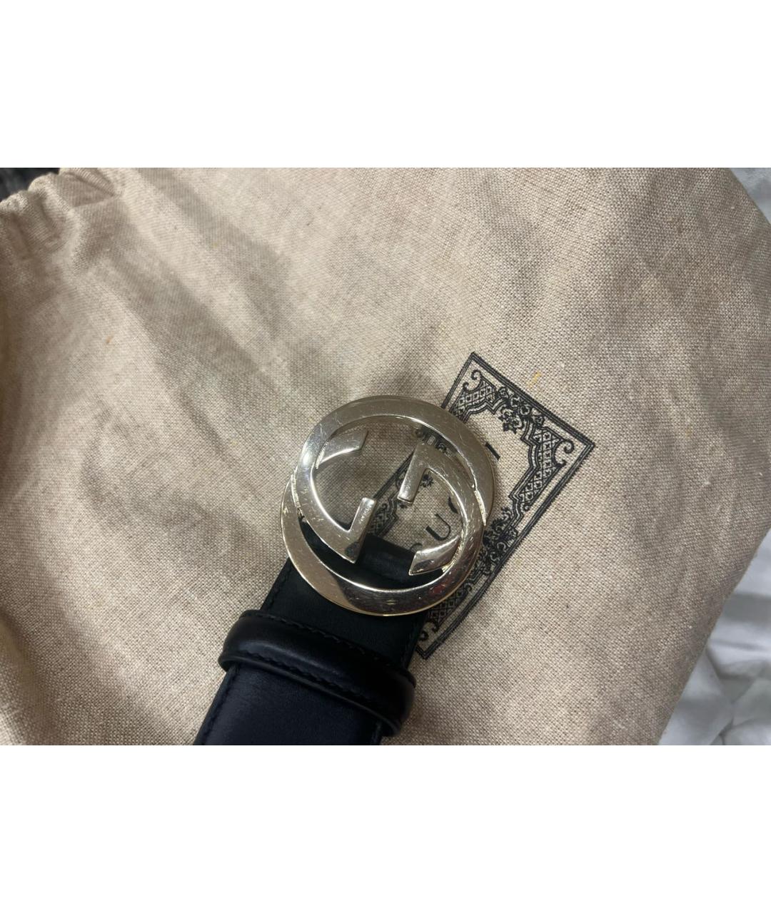 GUCCI Черный кожаный ремень, фото 5