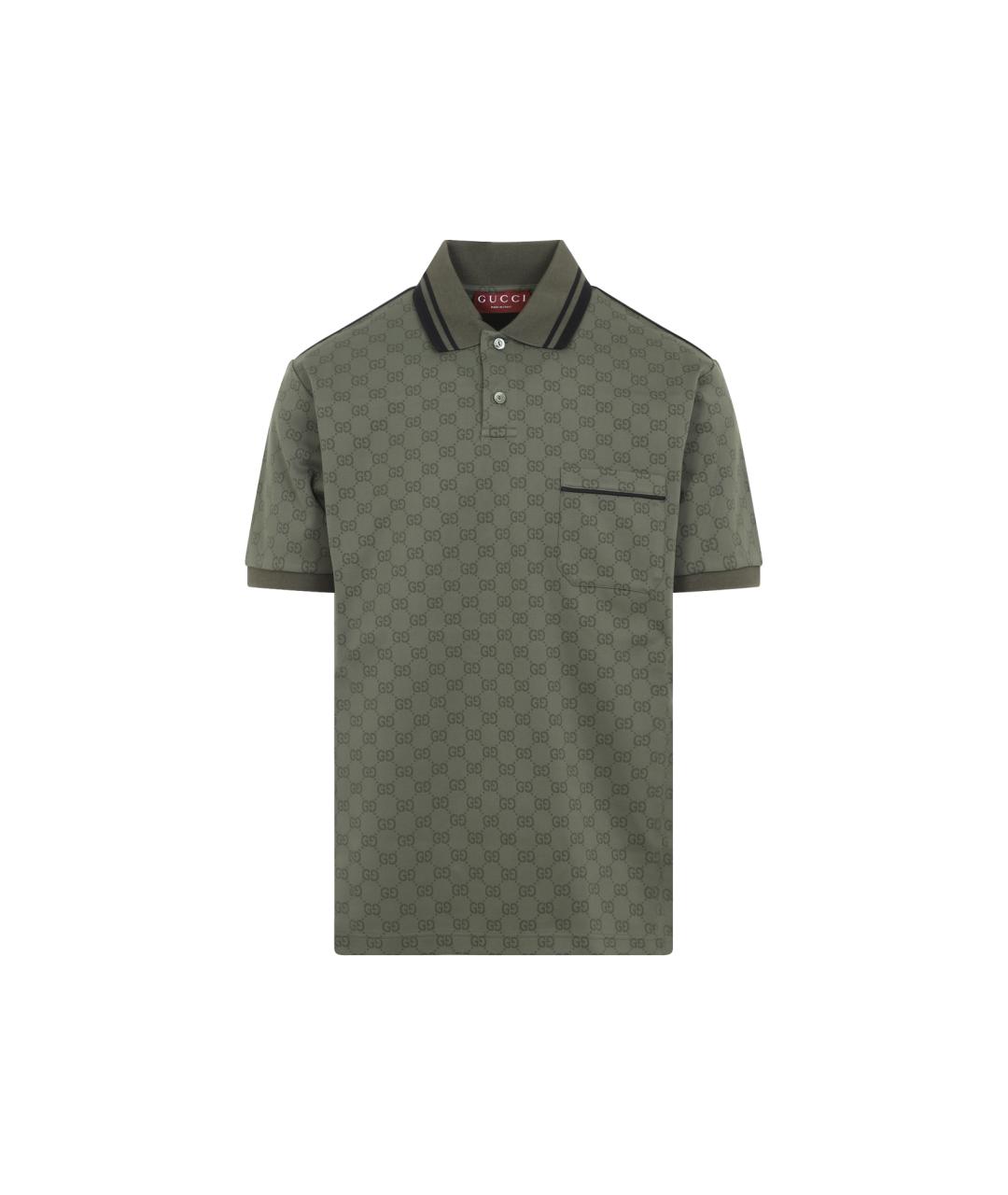 GUCCI Зеленые синтетическое поло с коротким рукавом, фото 1