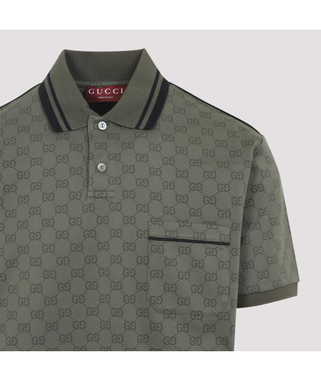 GUCCI Зеленые синтетическое поло с коротким рукавом, фото 5