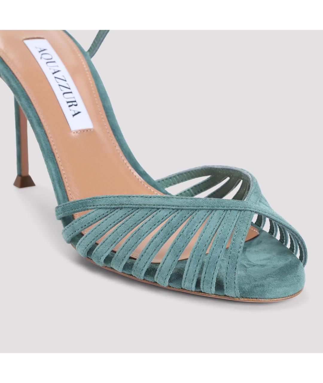 AQUAZZURA Бирюзовые кожаные сандалии, фото 4