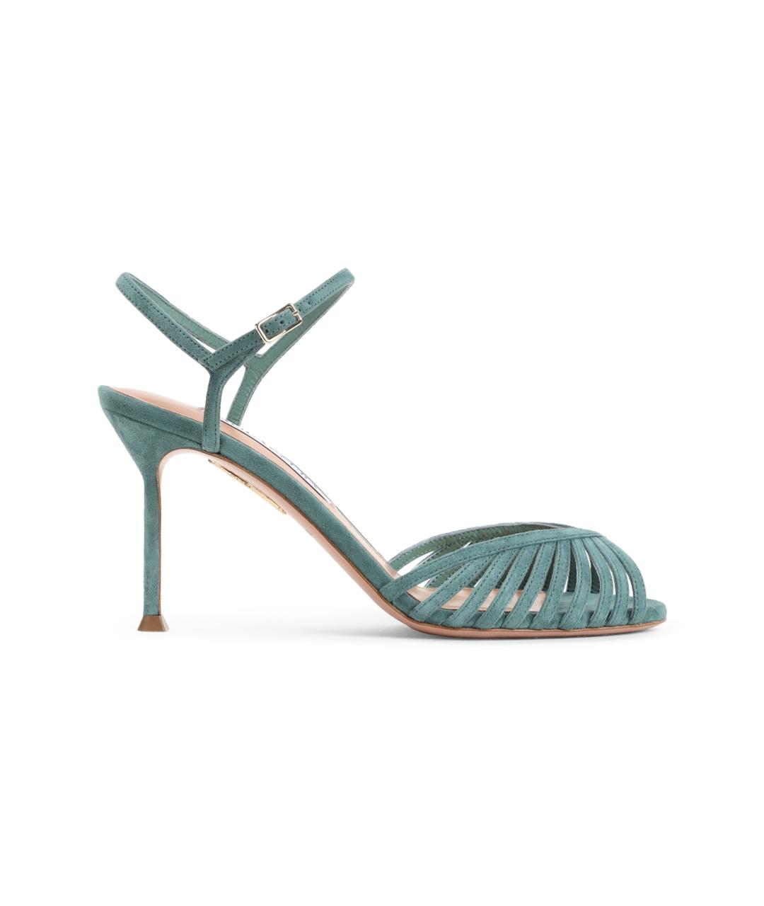 AQUAZZURA Бирюзовые кожаные сандалии, фото 1