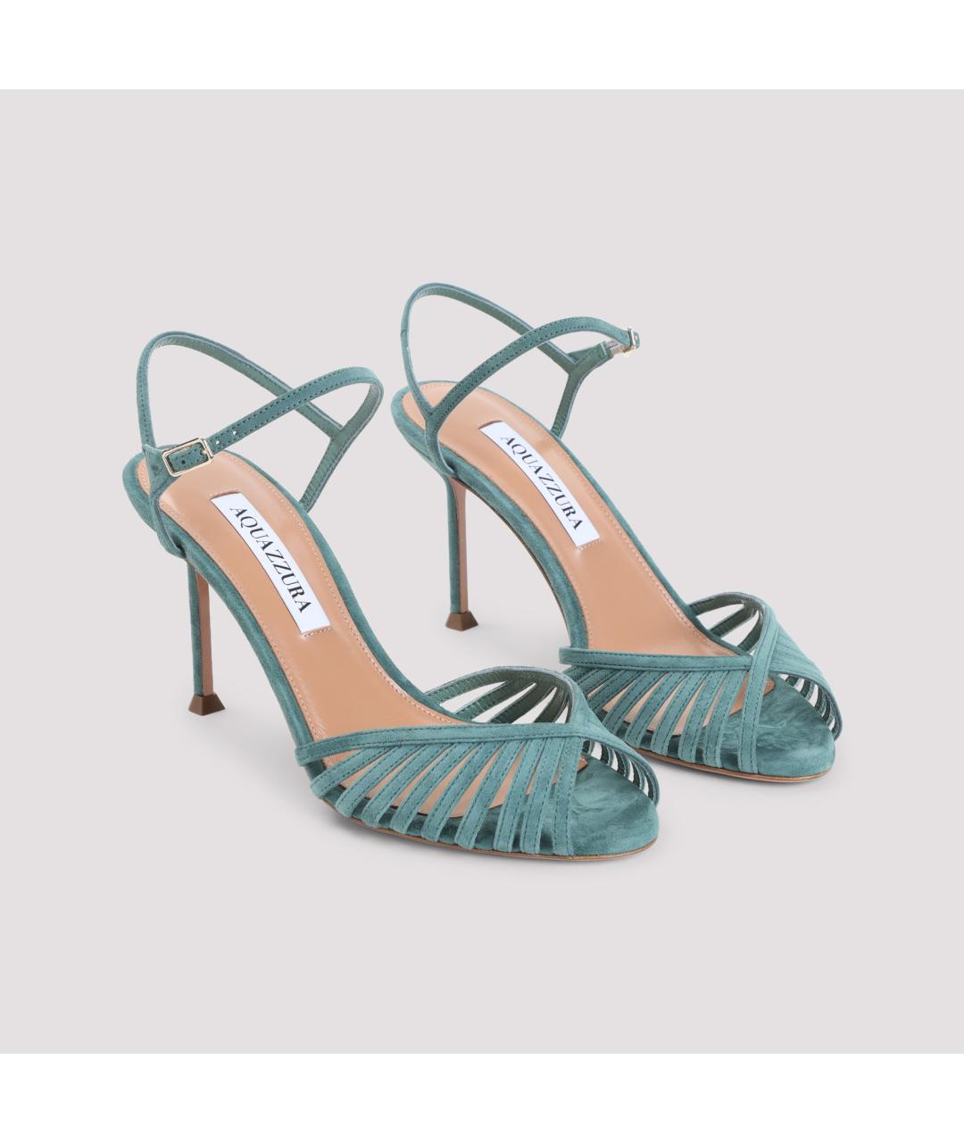 AQUAZZURA Бирюзовые кожаные сандалии, фото 3