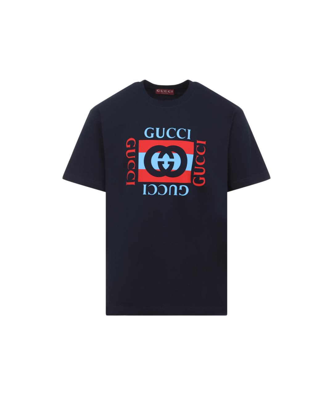 GUCCI Синяя хлопковая футболка, фото 1