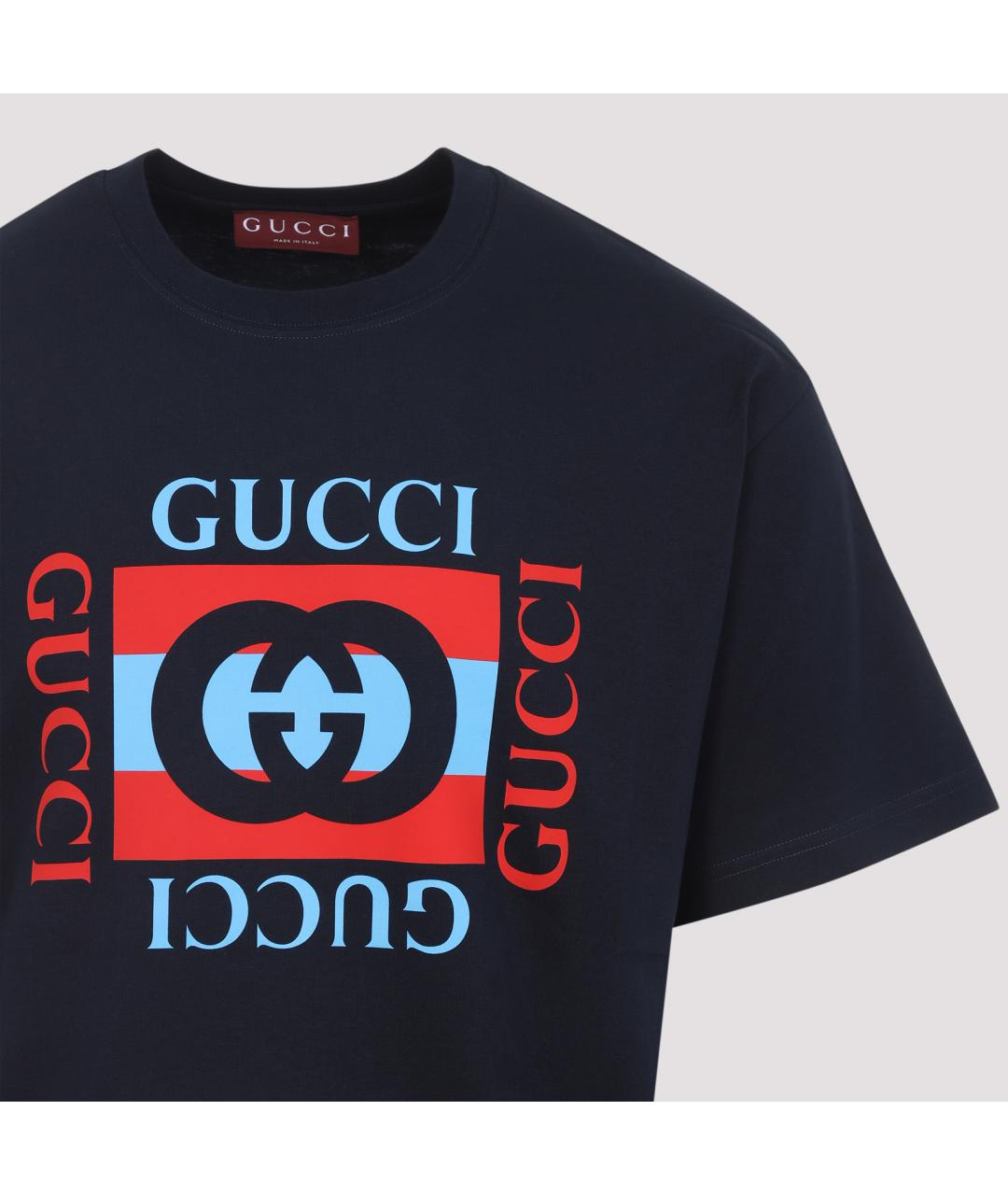 GUCCI Синяя хлопковая футболка, фото 4