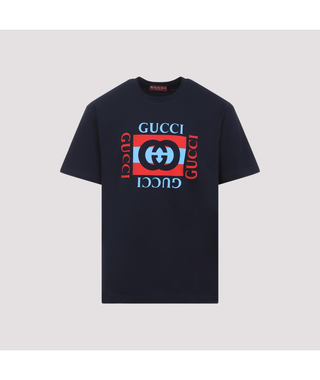 GUCCI Синяя хлопковая футболка, фото 2