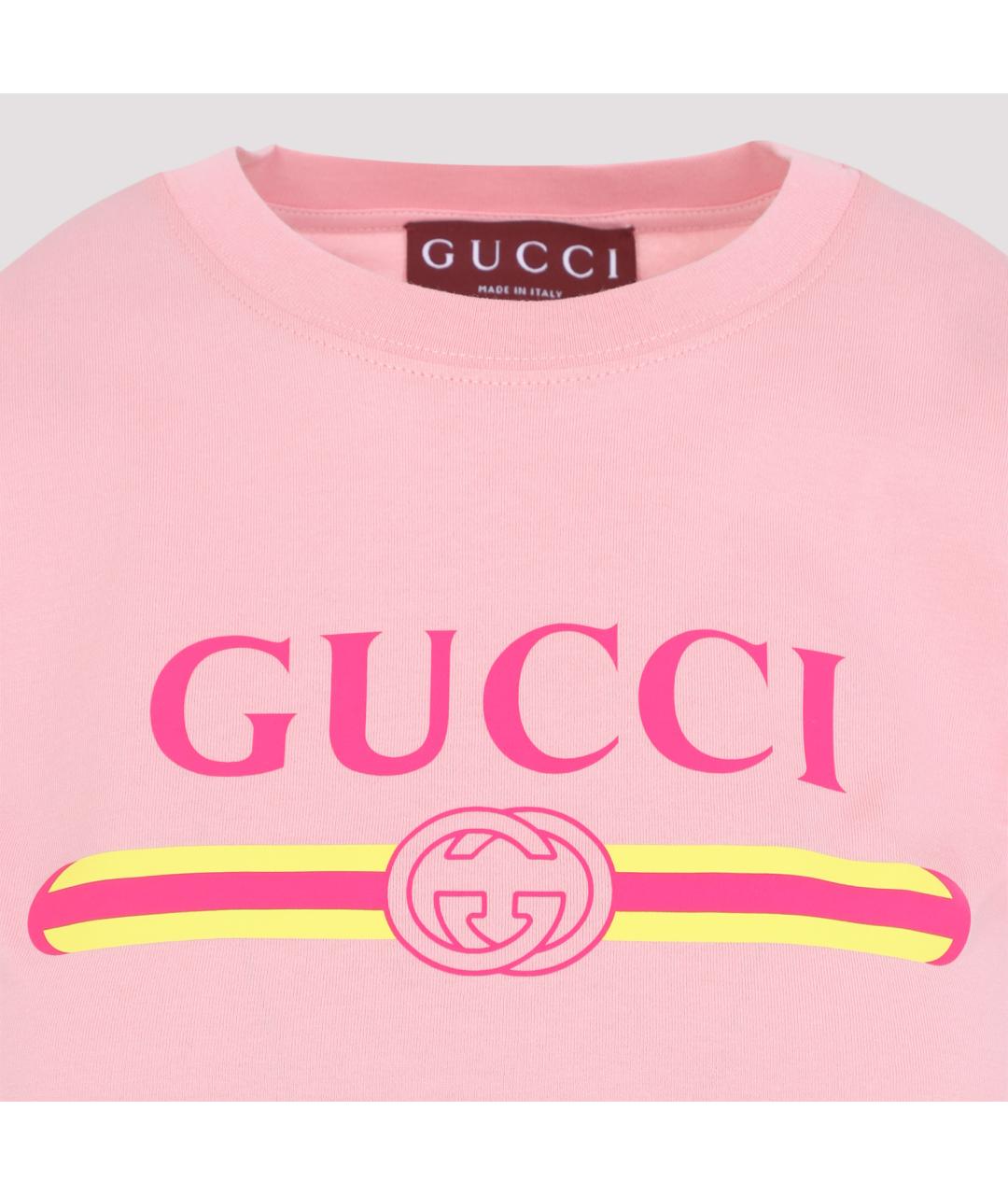 GUCCI Розовая хлопковая футболка, фото 3