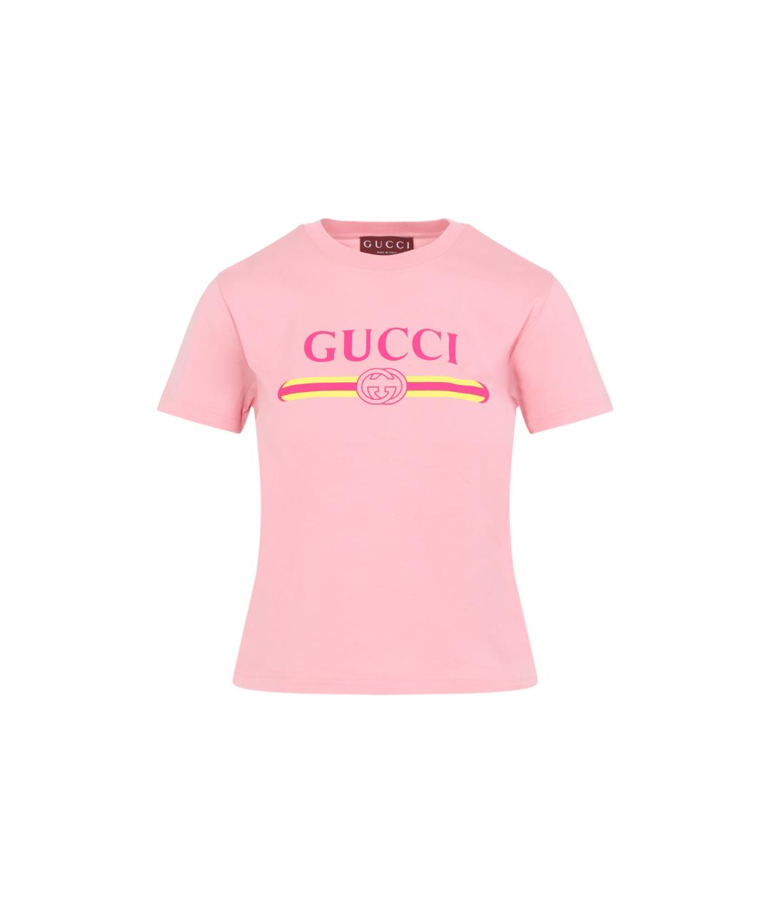 GUCCI Розовая хлопковая футболка, фото 1