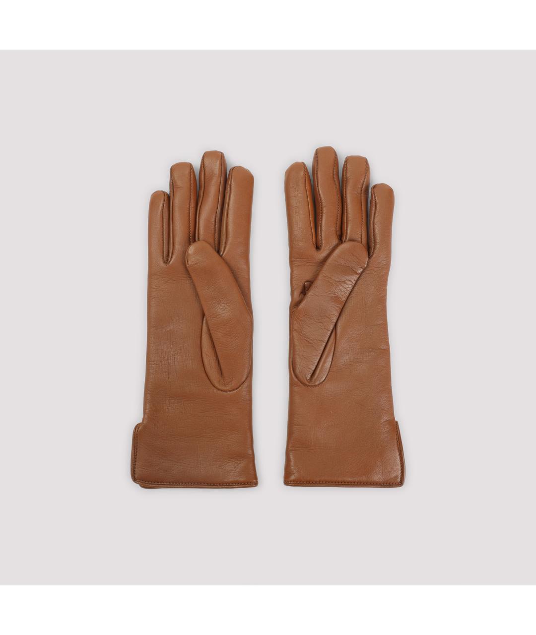 GUCCI Коричневые кожаные перчатки, фото 4