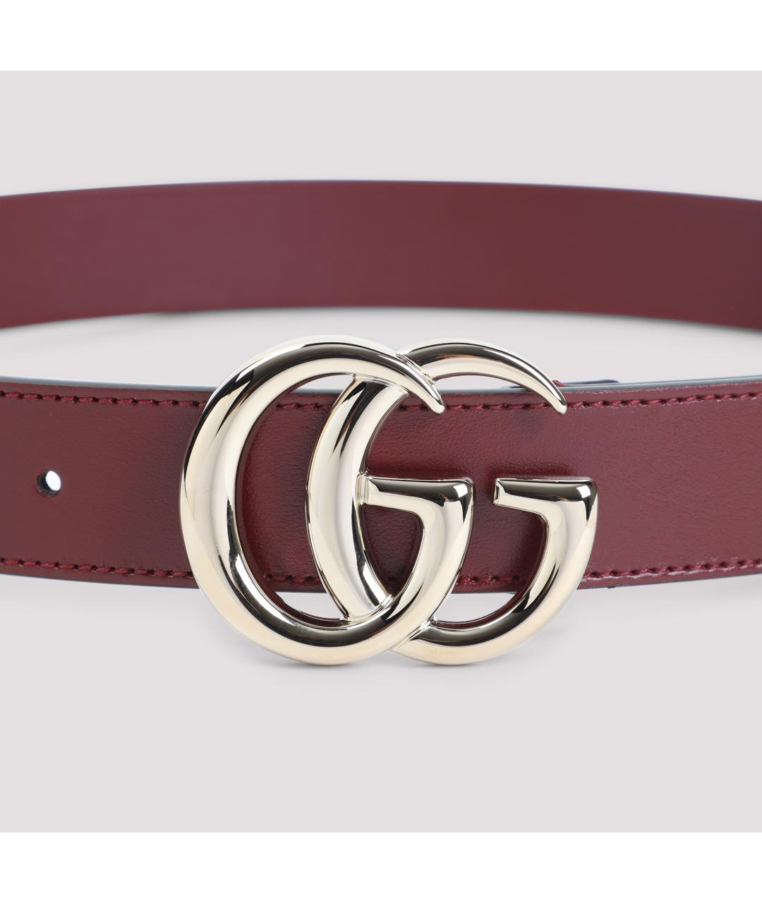 GUCCI Бордовый кожаный ремень, фото 4
