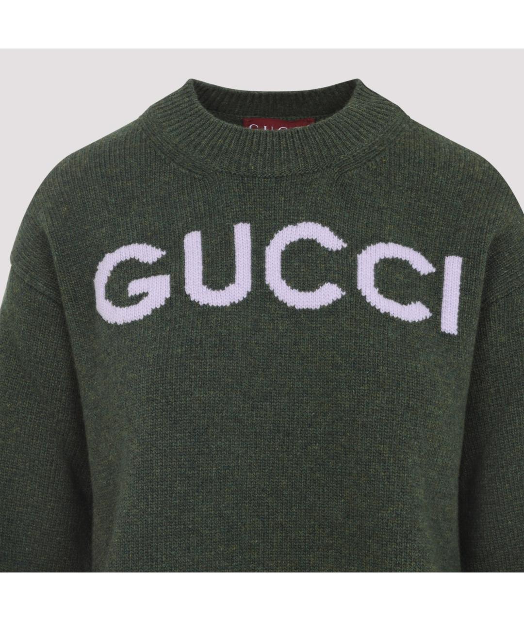 GUCCI Зеленый шерстяной джемпер / свитер, фото 3