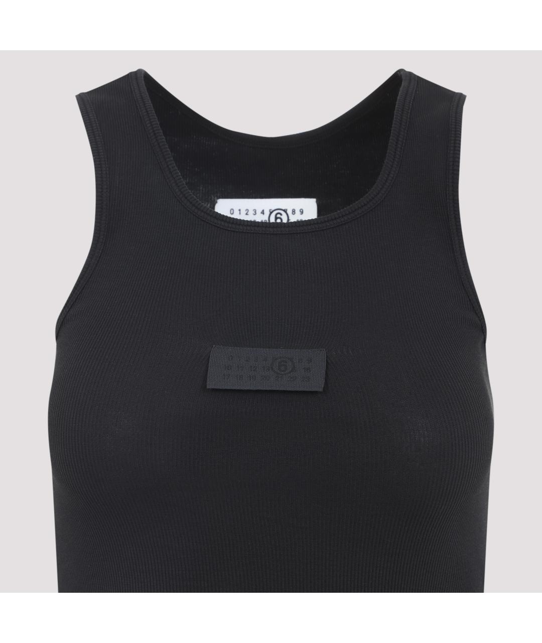 MM6 MAISON MARGIELA Черная хлопковая майка, фото 3