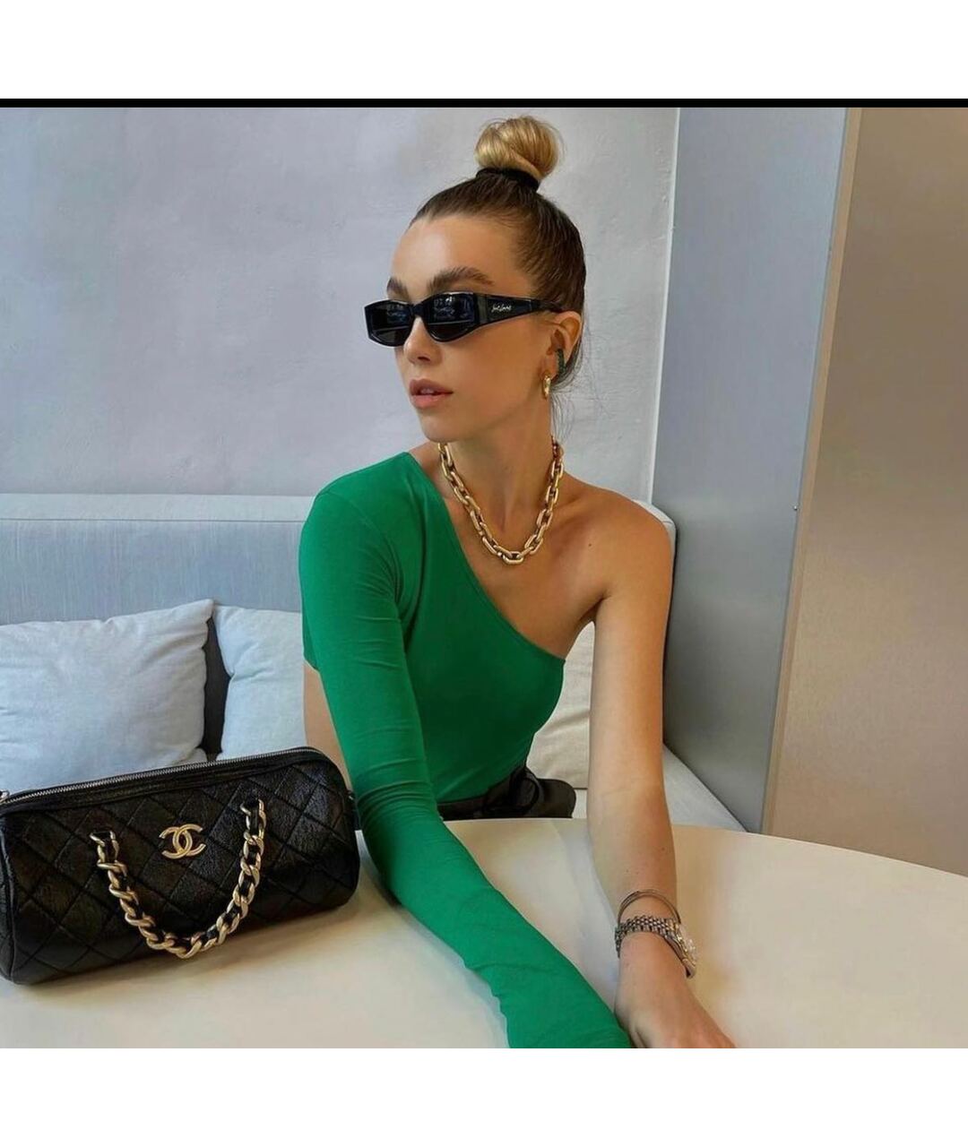 SAINT LAURENT Коричневые пластиковые солнцезащитные очки, фото 5