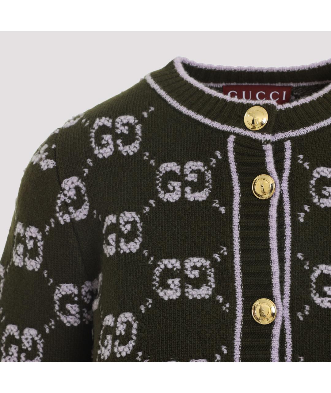 GUCCI Зеленый шерстяной кардиган, фото 4