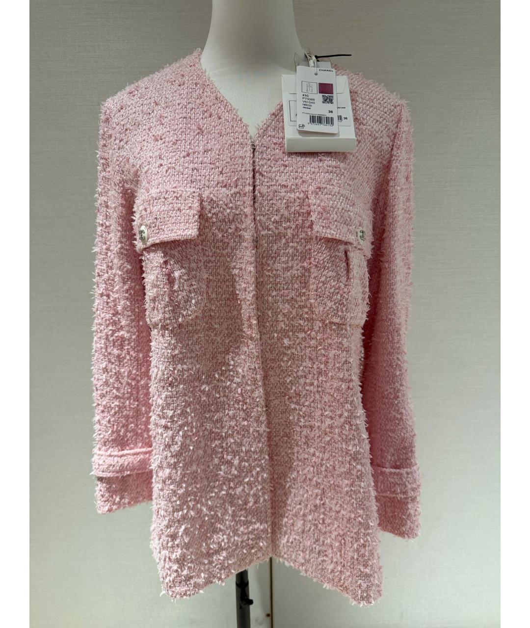CHANEL Розовое твидовое пальто, фото 2