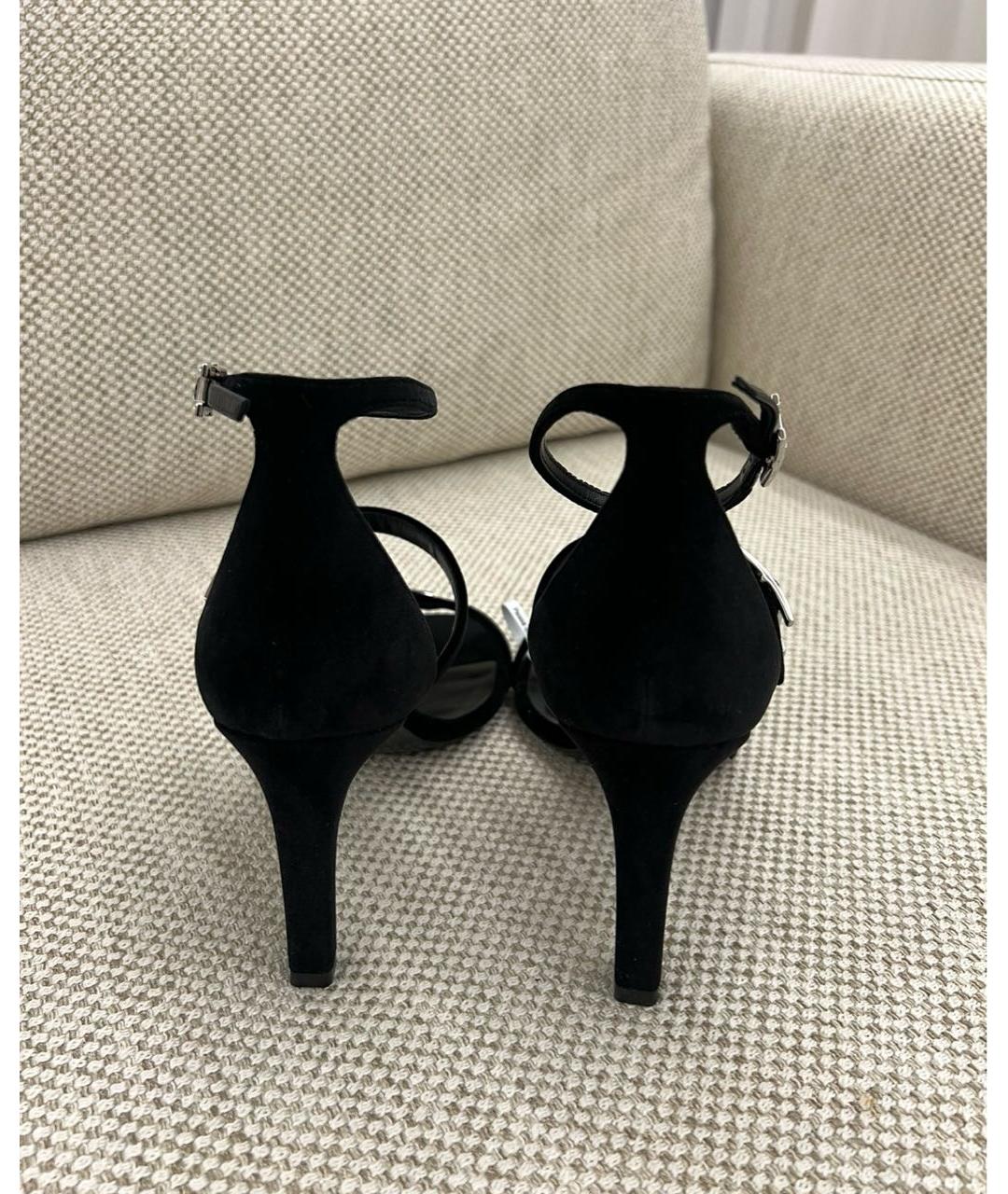 HERMES Черные бархатные босоножки, фото 4