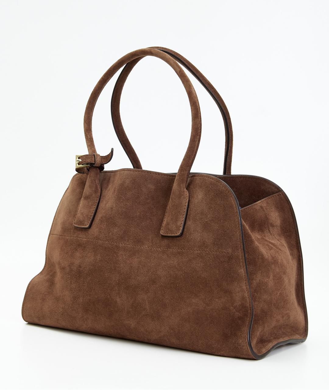 PRADA Коричневая замшевая сумка с короткими ручками, фото 3