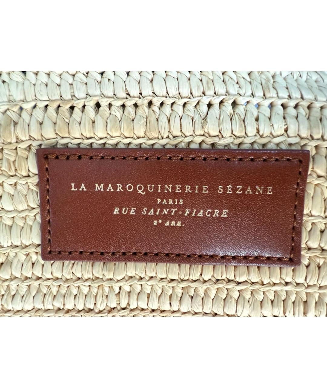 Sezane Бежевая пелетеная пляжная сумка, фото 5