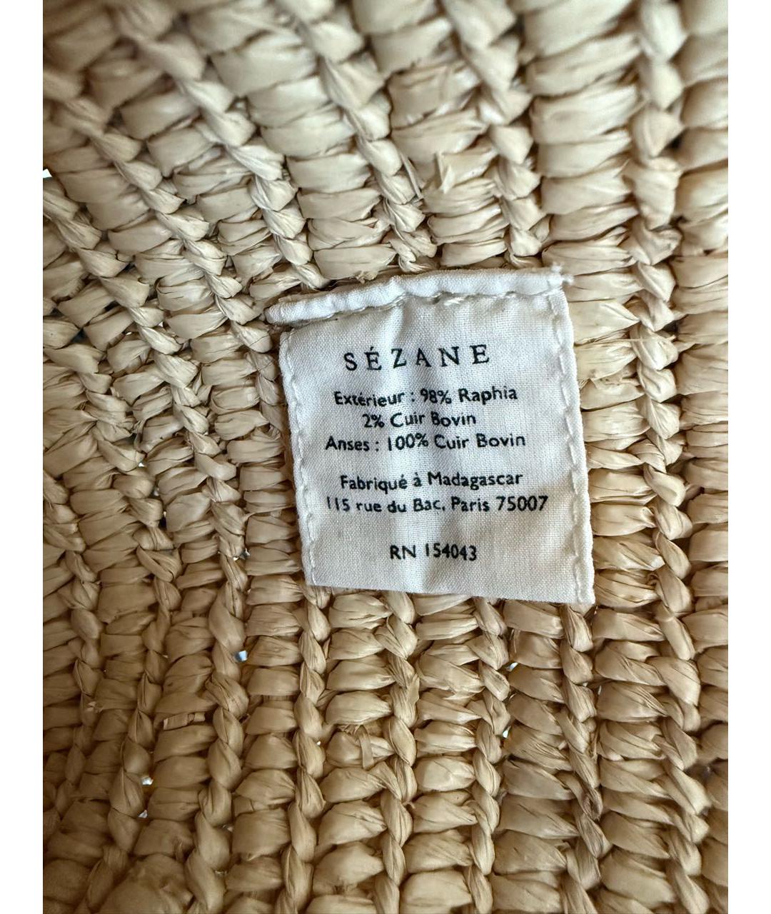 Sezane Бежевая пелетеная пляжная сумка, фото 7