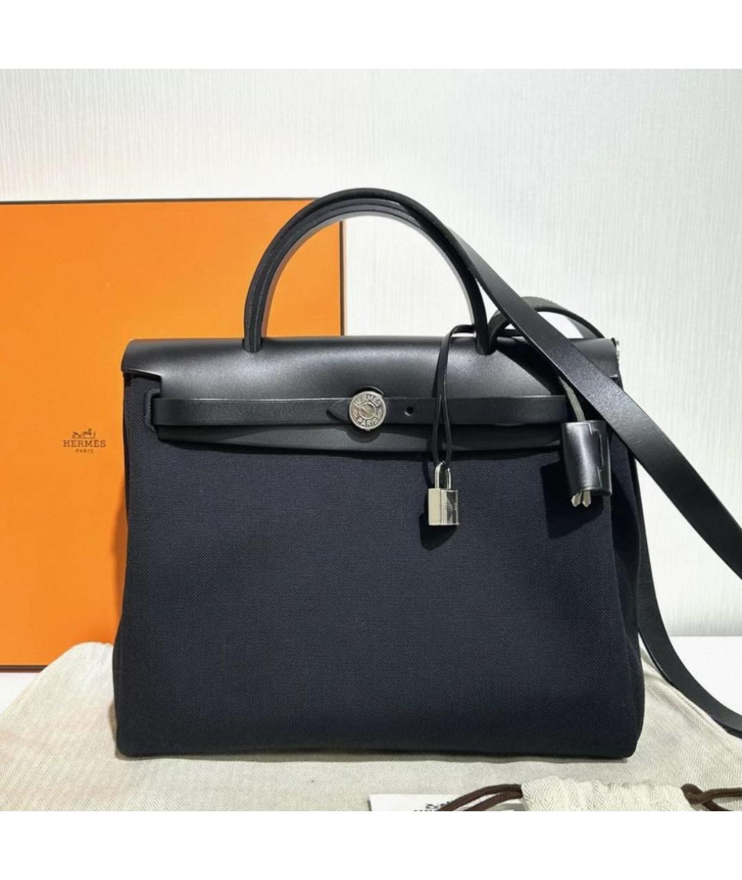 HERMES Черная кожаная сумка с короткими ручками, фото 2