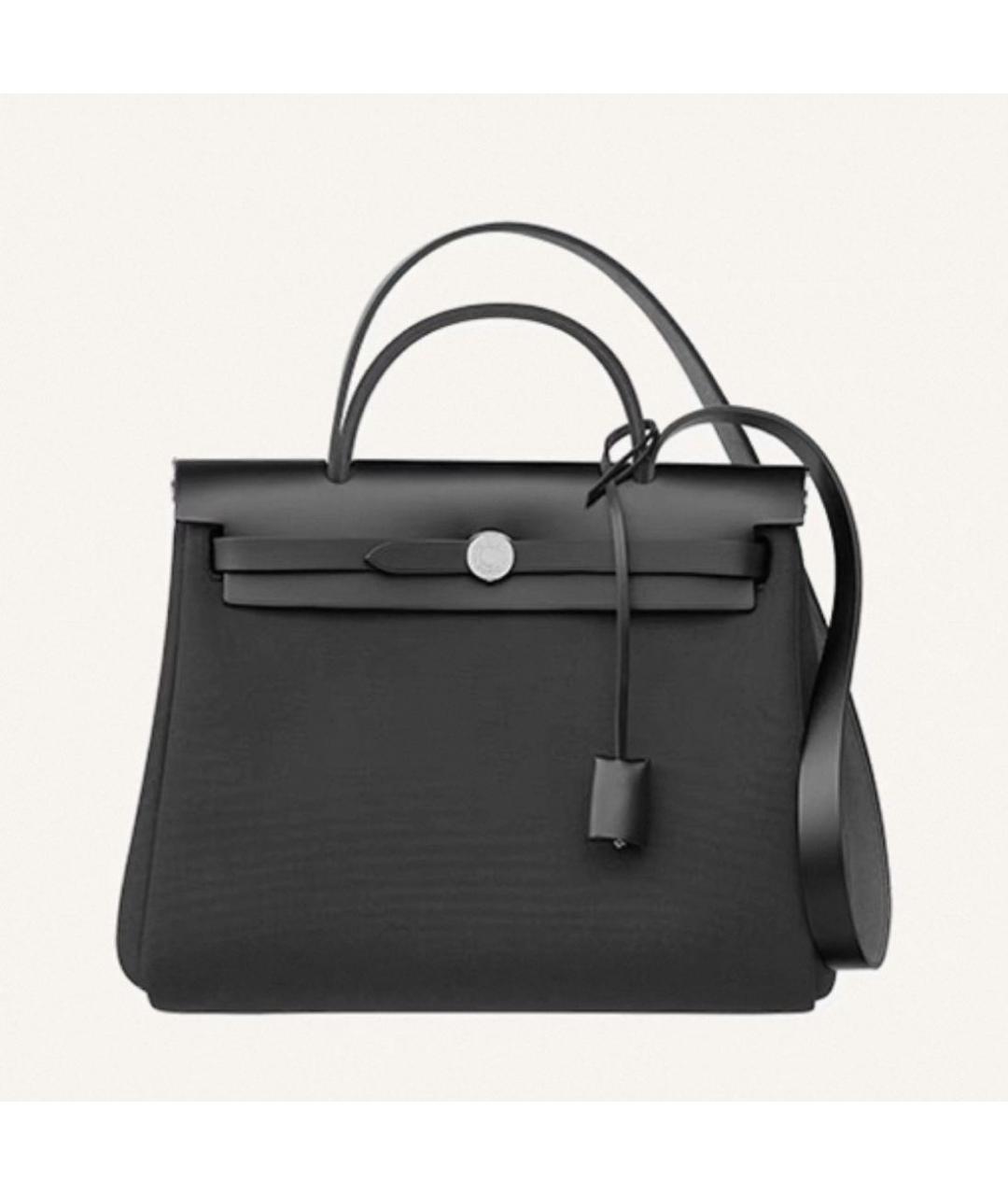 HERMES Черная кожаная сумка с короткими ручками, фото 6