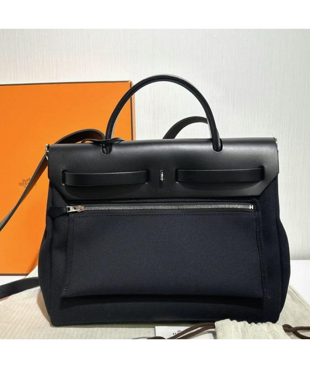 HERMES Черная кожаная сумка с короткими ручками, фото 3