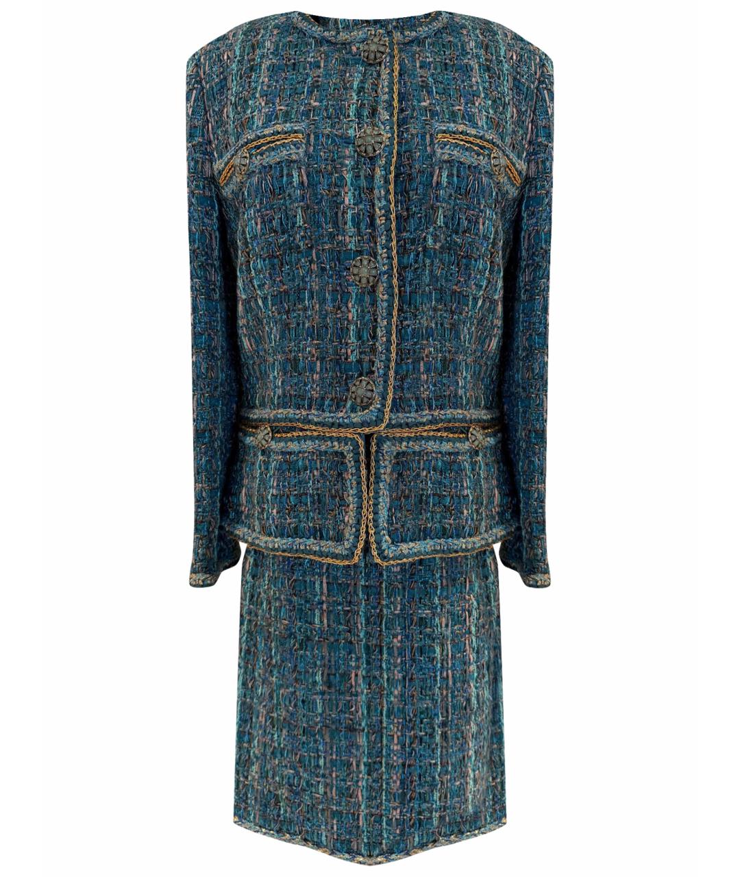 CHANEL Бирюзовый хлопковый костюм с юбками, фото 1